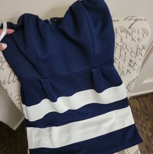 Julie Brown blue and white dress